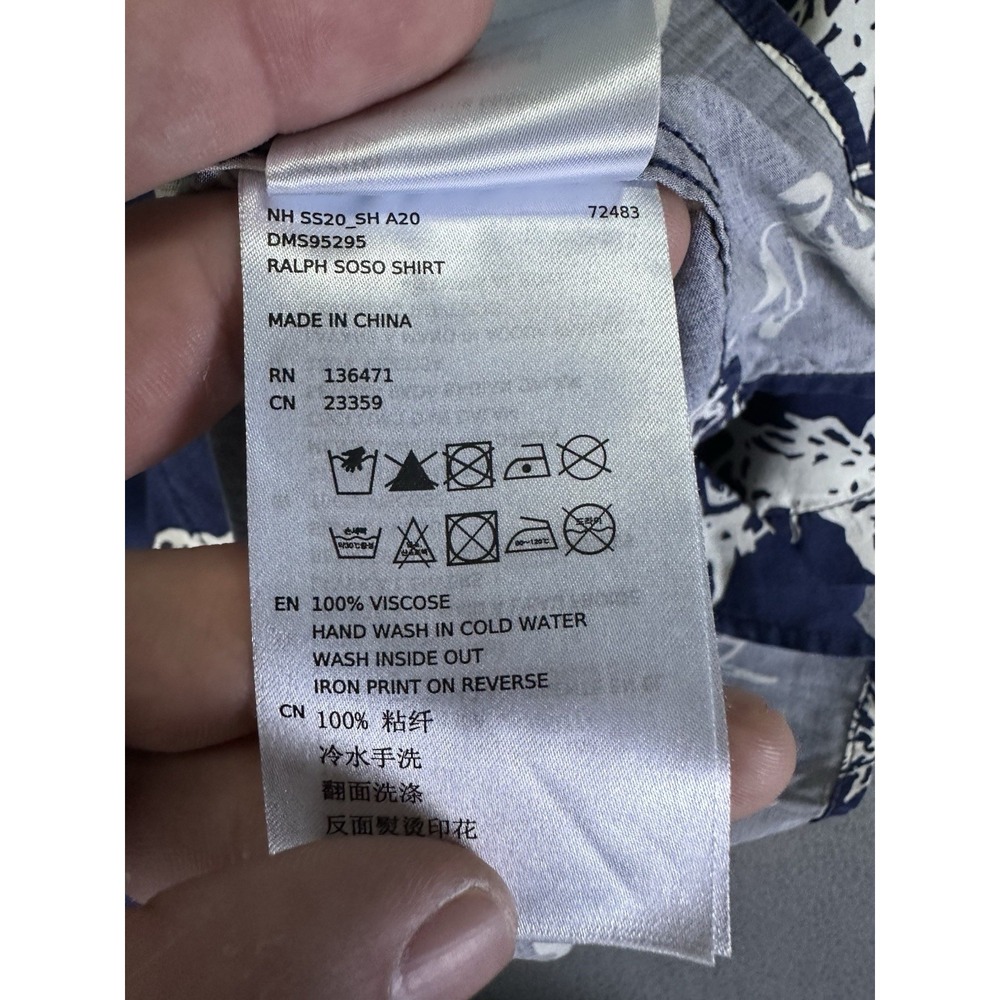 DEUS Ex Machina Shirt Small Blue Hawaiian Scorpion Beach Surfer Resort Viscose - Picture 10 of 10